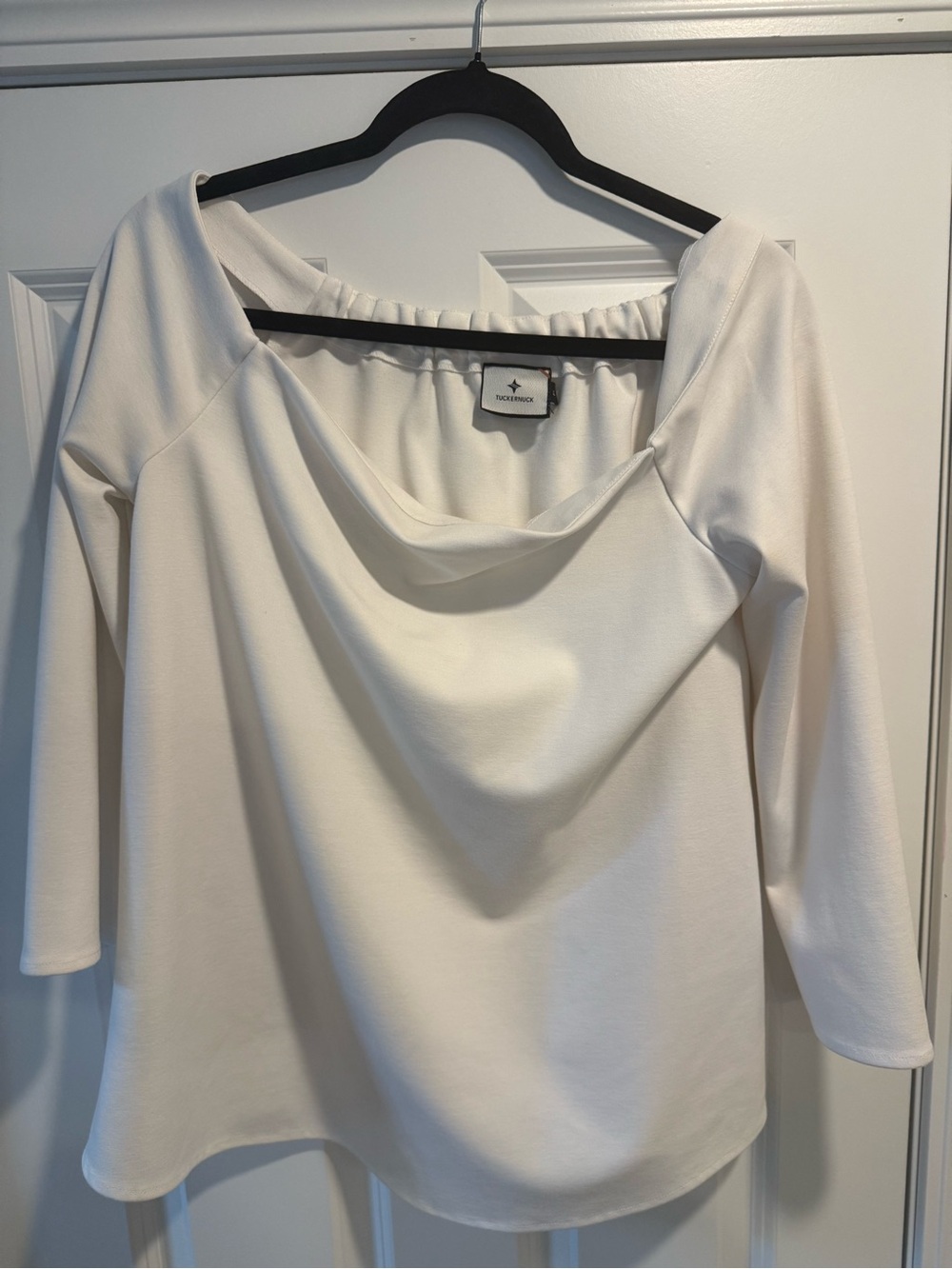 Tuckernuck White Draped Off-Shoulder Long Sleeve Top